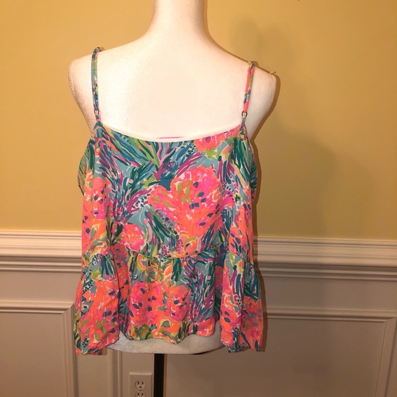 Lilly Pulitzer Spaghetti Straps Peplum Top - Picture 2 of 3